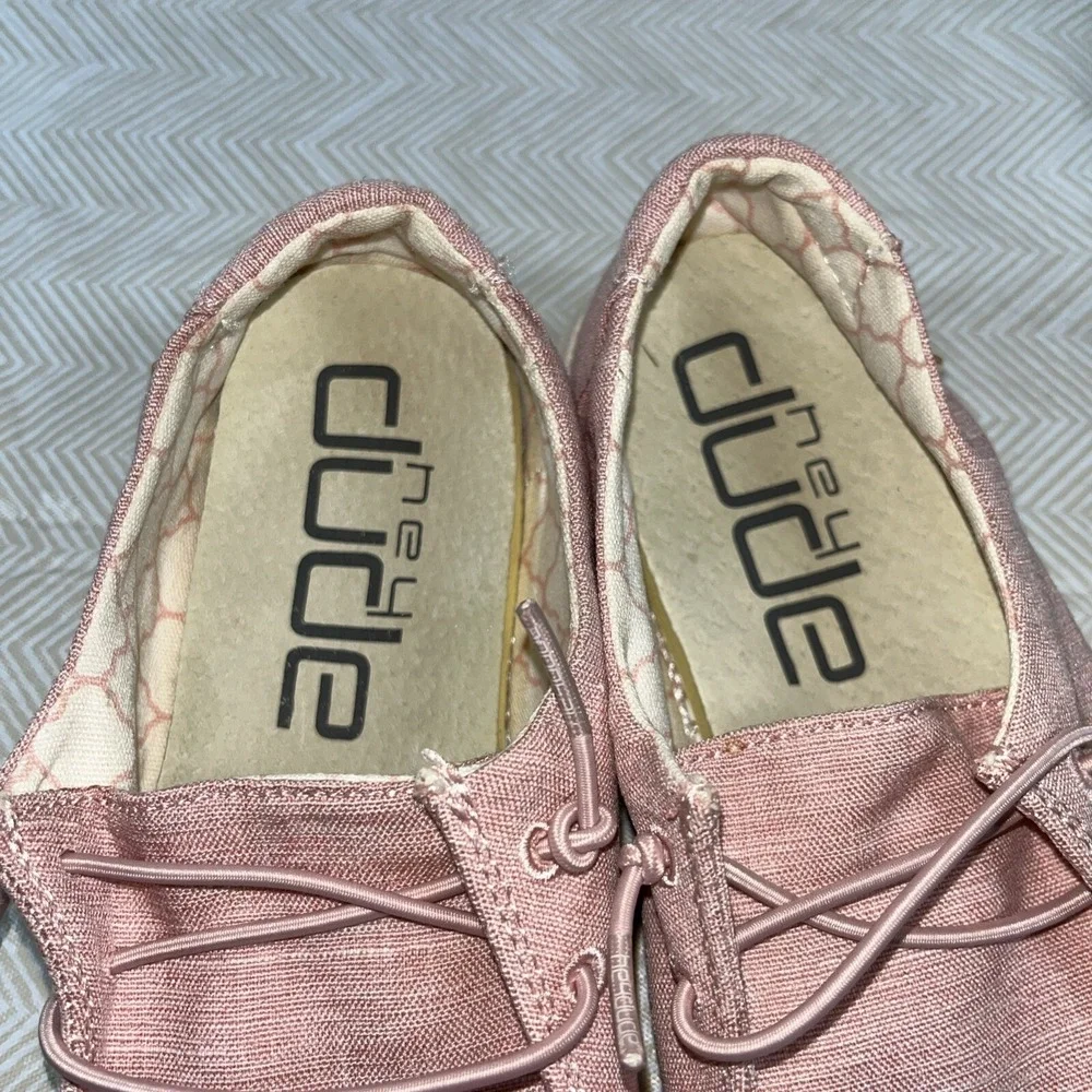 Hey Dude Girls Wendy Youth Linen Cotton Candy Slip-On Shoes Sz Y3-L4 Pink Casual